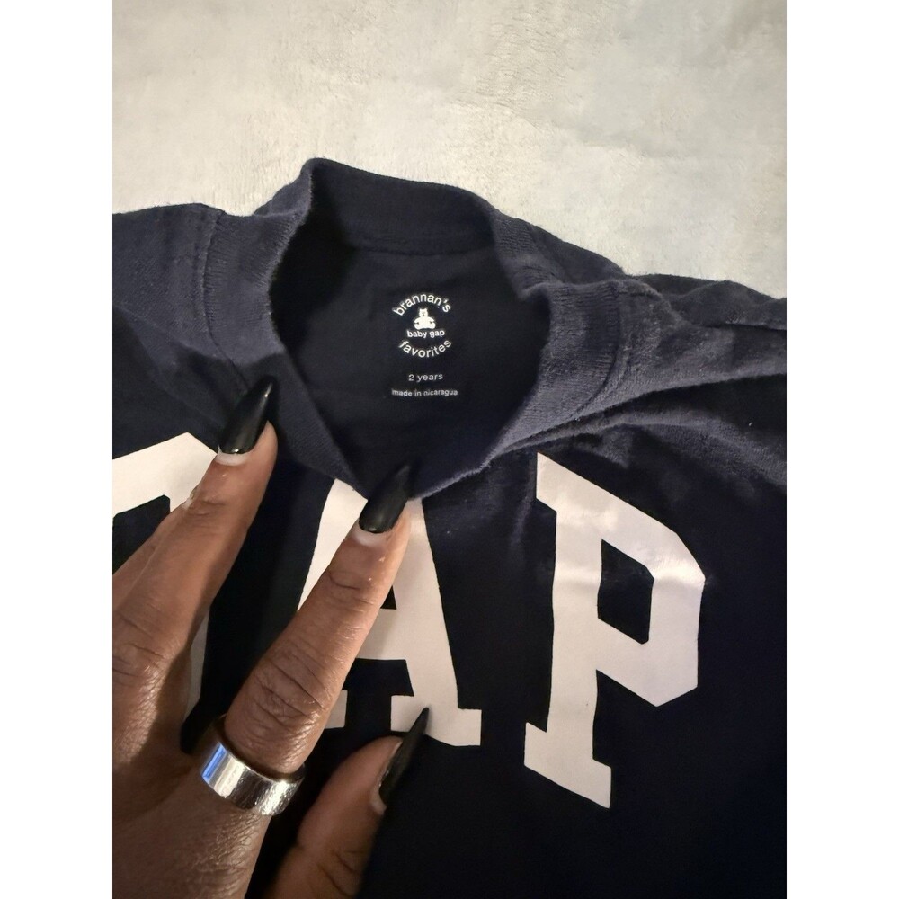 Baby GAP Navy Blue Cotton Long Sleeve Logo Shirt Toddler Size 2T